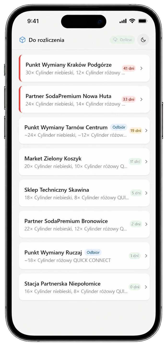Mobile list of deliveries awaiting reconciliation by a driver